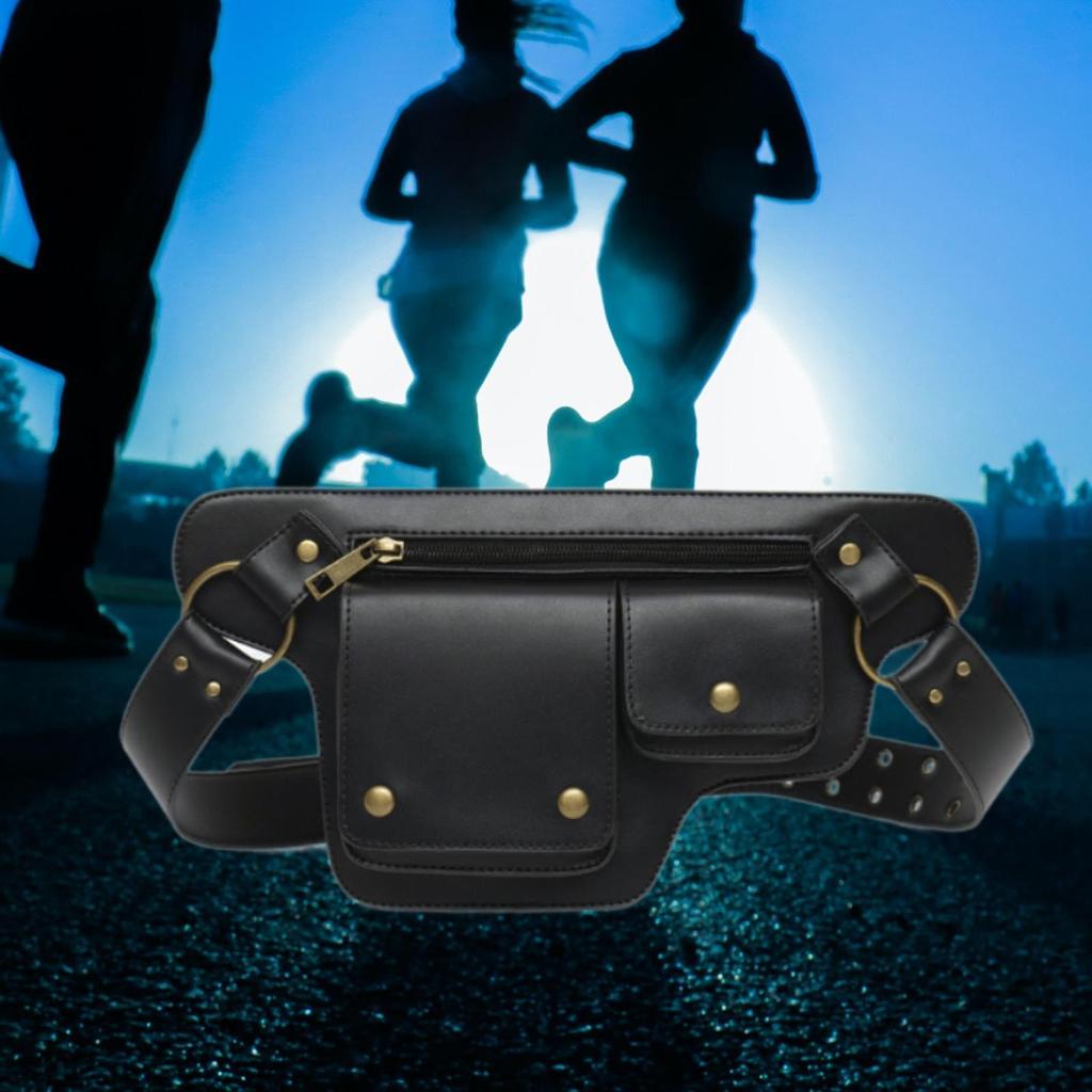 Fanny Pack Phone Bag Wallet Men Women Storage Pouch Waist Bag Waist Pack PU Leather for Workout Hiking Camping Traveling Walking