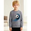 European Sizes Kids' Fashion Round Neck Pullover Sweater, Fall Winter Long Sleeve Top, Cool Soccer Print, Suitable for Daily Casual Wear