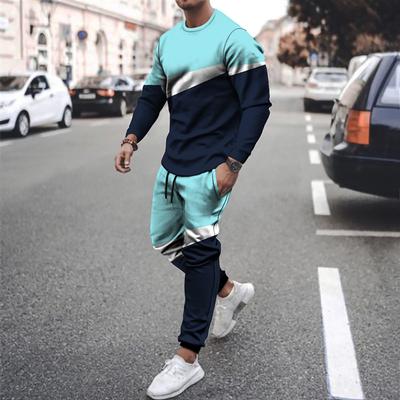 Herbst Herren 2-teilige Sets Print Trainingsanzüge Langarm T-Shirt Hosen Outfits Streetwear Jogging Männlich Übergroße Hosen Anzüge