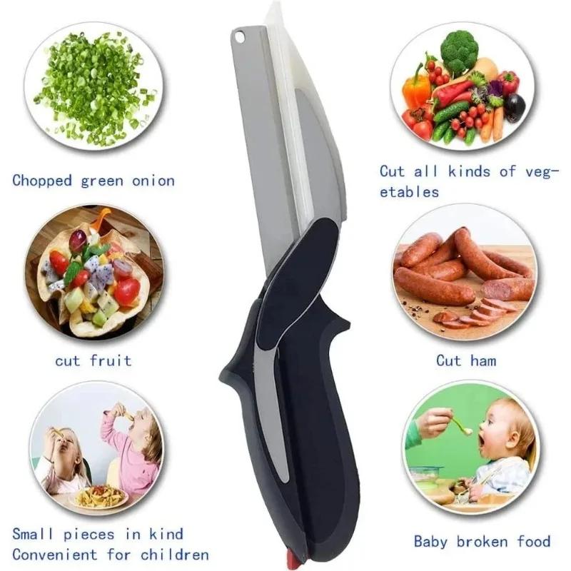 Premium Chop Scissors Cutting Board Scissors Vegetable Easy Cutter Multifunction Separable Kitchen Scissors with Knife Sharpener