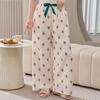 Cotton Silk Family Spring and Autumn Women's Cotton Silk Pajama Pants Wide-leg Pants Thin Artificial Cotton Can Be Worn Outside Casual Home Pants