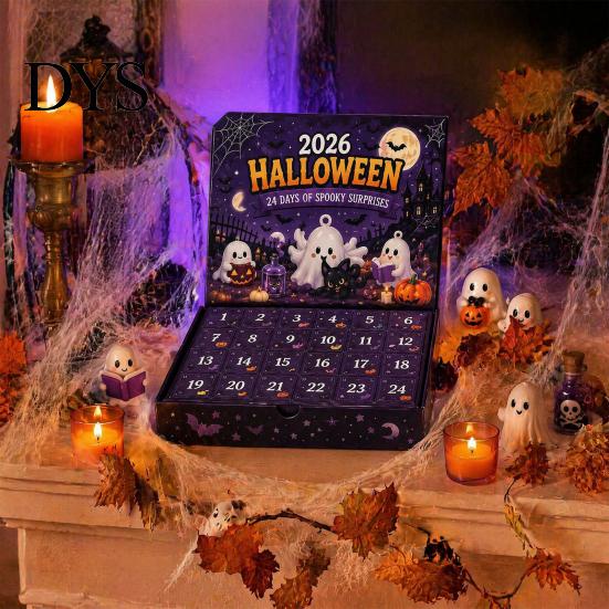 Non Repeating Halloween Baubles Advent Calendar 2026, 24 Day Ghost Countdown with Miniature Figurines Collectible Figures, Gifts for Kids Boys Girls,