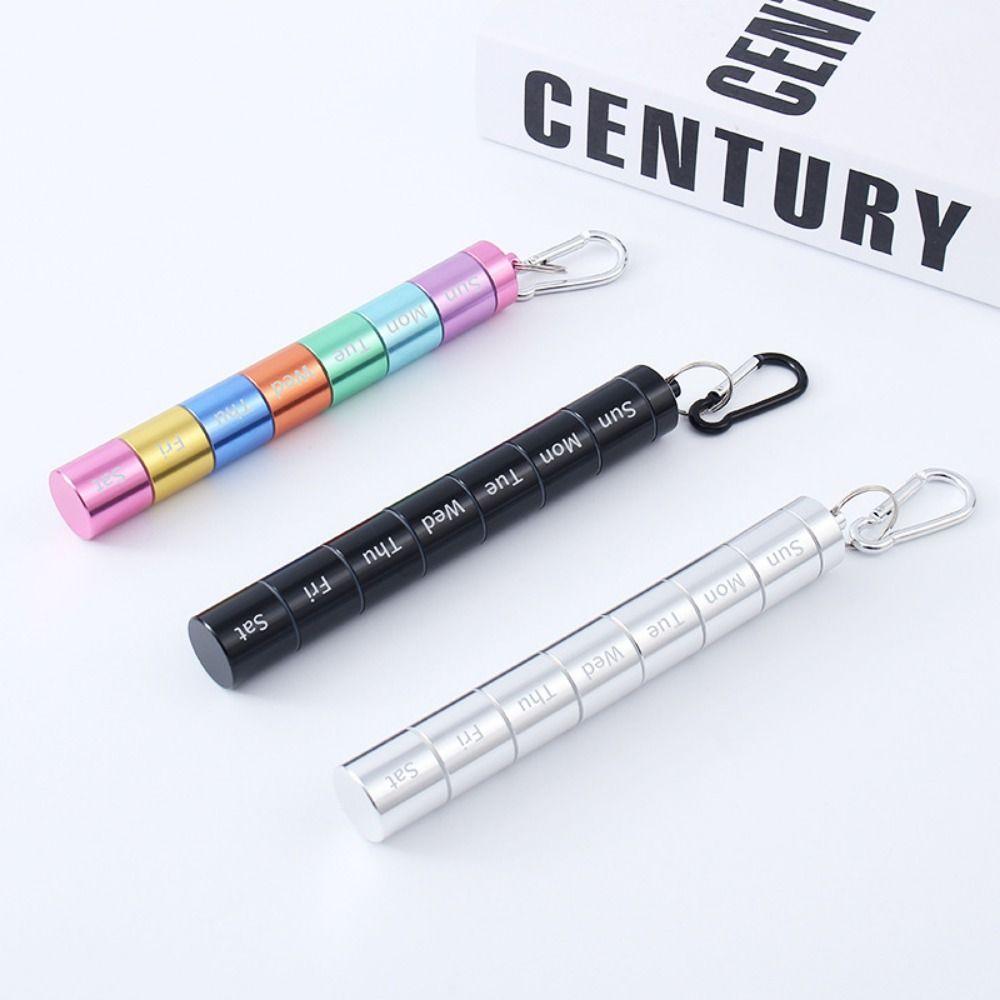 Aluminium Zinc Zinc Alloy Weekly Pill Box Compact Mini Metal Pill Container Medicine Organizer Camping