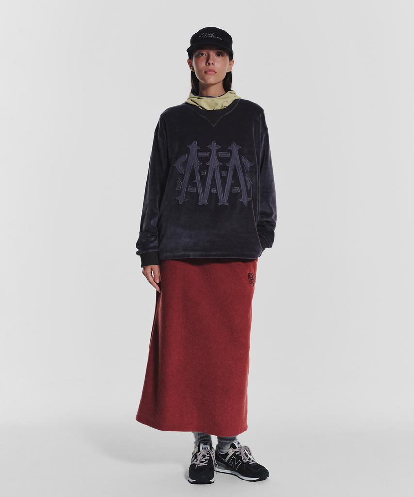 Minasu Terry Fleece Long Skirt_Red