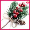Red Berry Stems Pine Branches Evergreen Christmas Berries Decor 24 PCS Artificial Pine Cones Branch Craft Wreath Pick