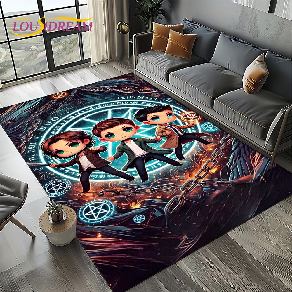 3D SPN Supernatural Sign Dean Sam Carpet Rug for Living Room Bedroom Home Sofa Decoration,Kids Play Area Rug Non-slip Floor Mat