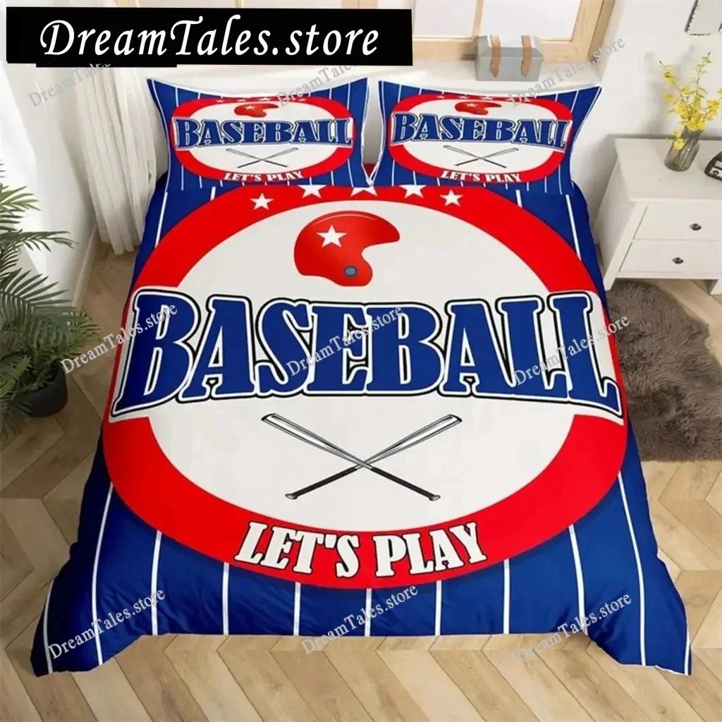 3D Print Baseball Duvet Cover Set Sports Theme Bedding Set King Baseball Gaming Geometry Stripe Quilt Cover for Boy Girl