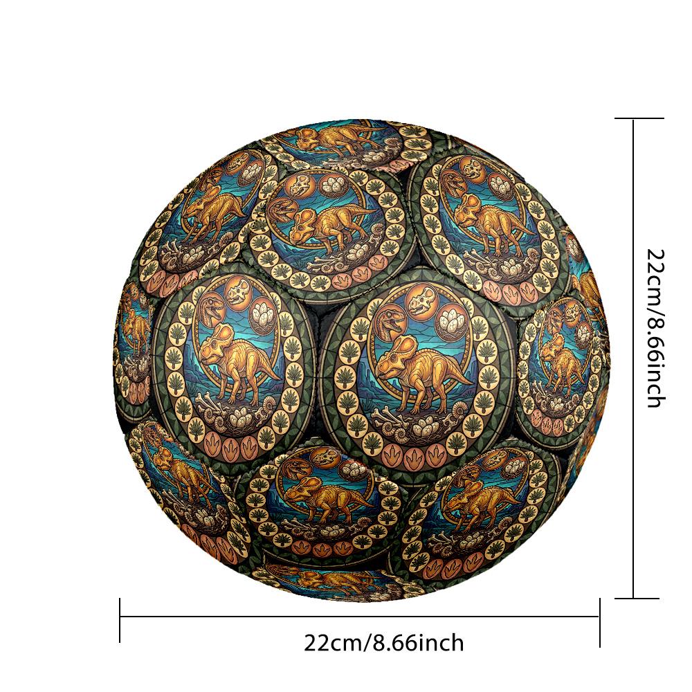 Dinosaur Glass Art Round Football Size 5 Adult Ball Suitable for Training Matches and Outdoor Team.