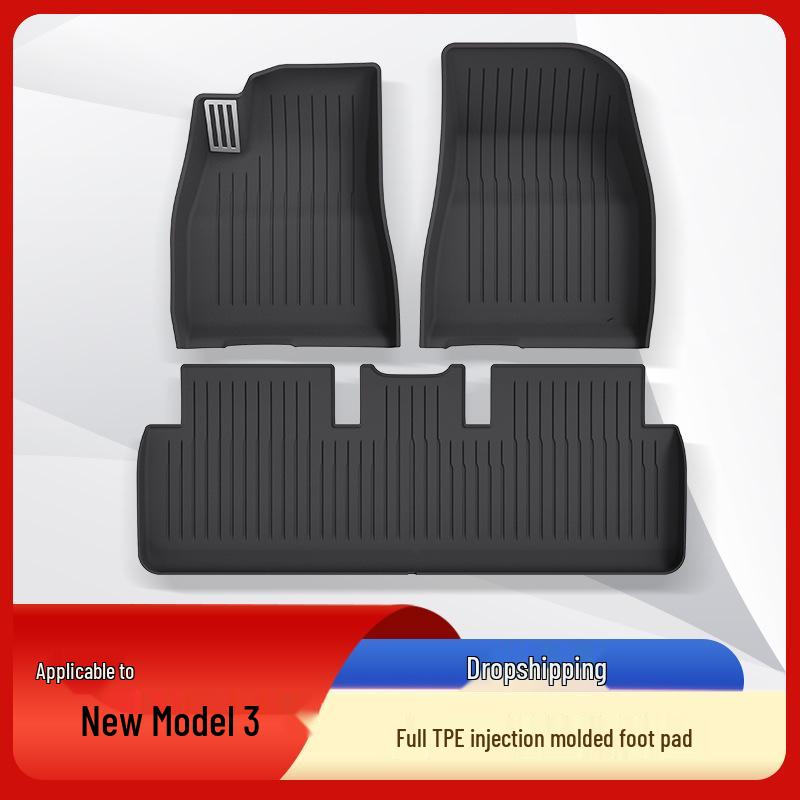 Eco-Friendly TPE Floor Mats for 2023 Tesla Model 3, Injection Molded Pedal Style