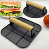 Meat Press Heat-resistant Ergonomic Wooden Handle Food-grade Cast Iron Round Burger Press Kitchen Tool Meat Press Plate