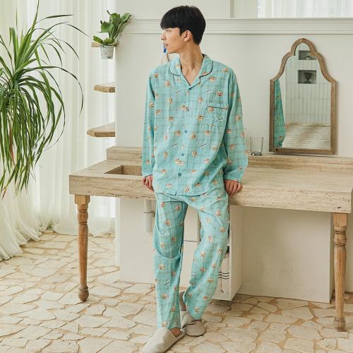

[JJINIYA] Men s Check Bear Long Sleeve Set [Shipped from Korea] 100% Authentic Mint - 105
