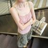 French sweet pink floral sleeveless small suspender vest women's summer unique and beautiful outer wear inner tube top