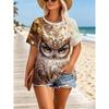 Summer Owl Animal 3D Print T-Shirts Summer Women's Casual Short Sleeve Round Neck T Shirt Harajuku Tees Tops Female Clothing