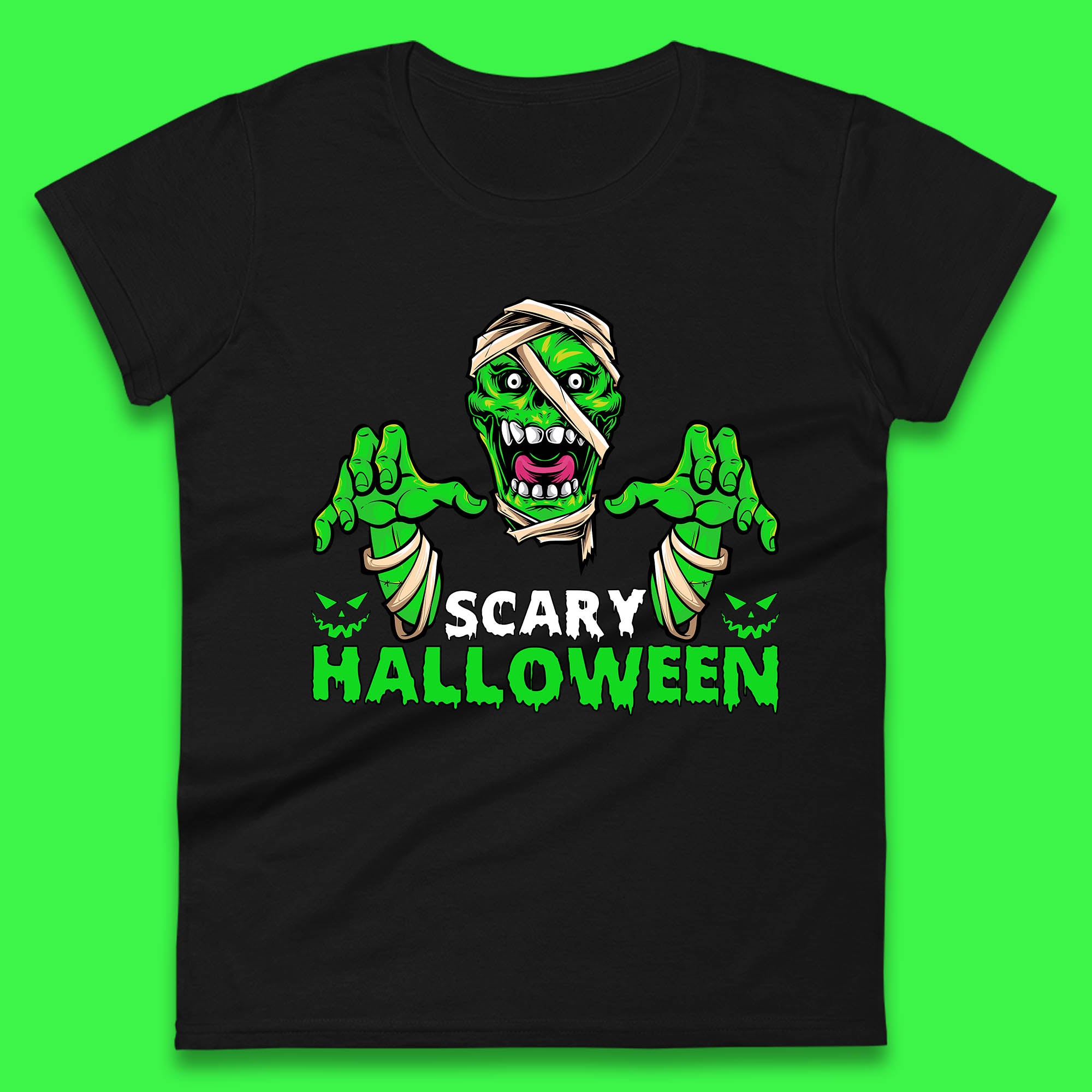 Scary Halloween Skull Zombie Mummy Horror Monster Zombie Hands Scary Vibes Womens Tee T Shirt Mens Tops Unisex Top S