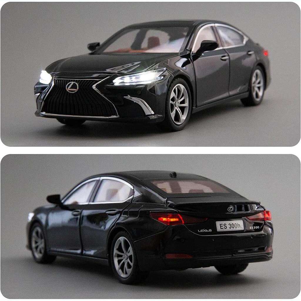 Model Car 1/24 Scale ES300 Alloy Diecast Collectible Toy Car with Light and Sound Toy Vehicle Door Can Be Opened