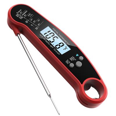 Digitální vodní teploměr na maso s okamžitým čtením vodotěsný potravinářský teploměr BBQ teploměr s podsvíceným magnetem, červený