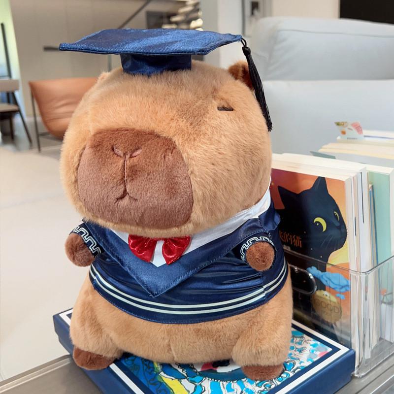 Capybara Graduation Teddy Bear Plush Toy With Scholar Outfit For Students Gift
