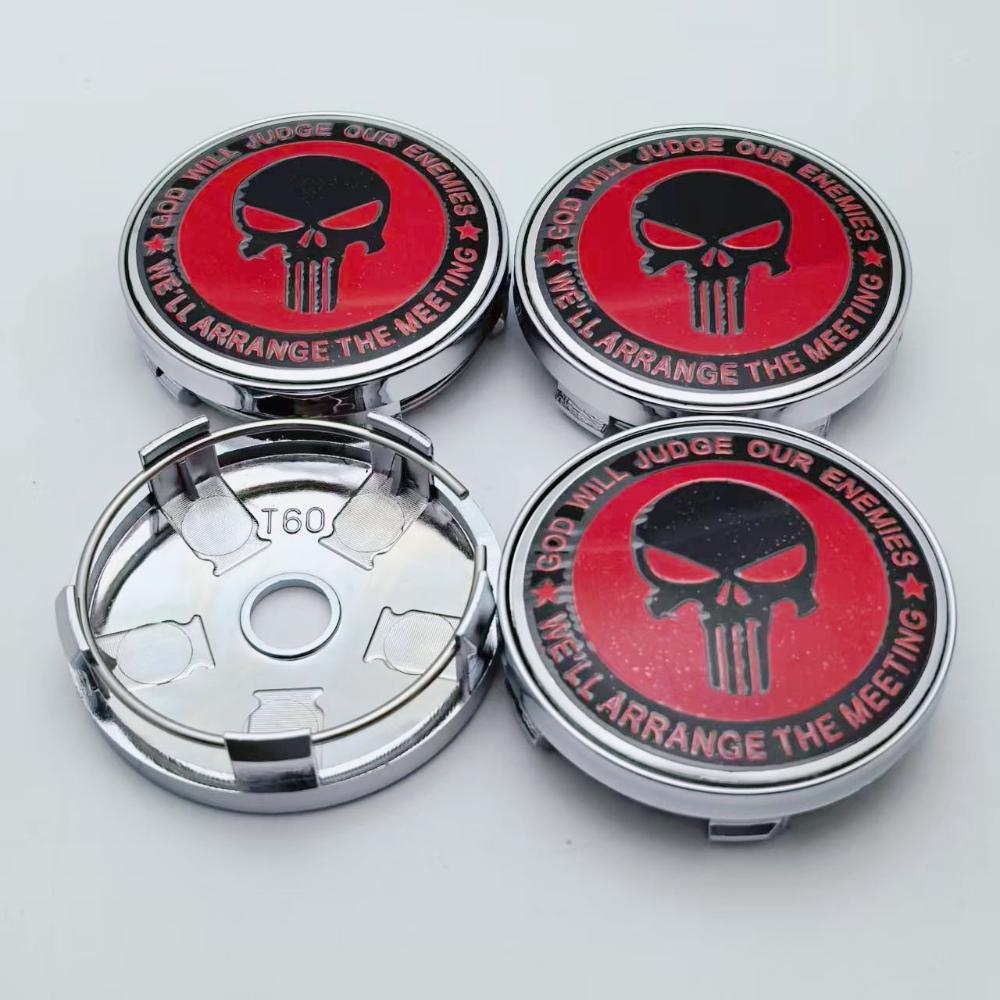 4pcs/set Skull Logo Emblem Car Wheel Center Caps 60MM 56MM Wheels Hub Cap Skulls Badge Rim Hubcaps Cover Replace Car Accessories