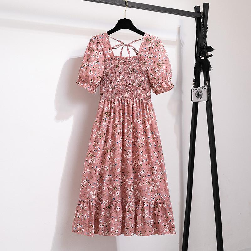 Vintage Sukienka Kwiatowa z Plisowaną Spódnicą i Krzyżowym Wiązaniem do Eleganckiego Letniego Ubioru do Pracy