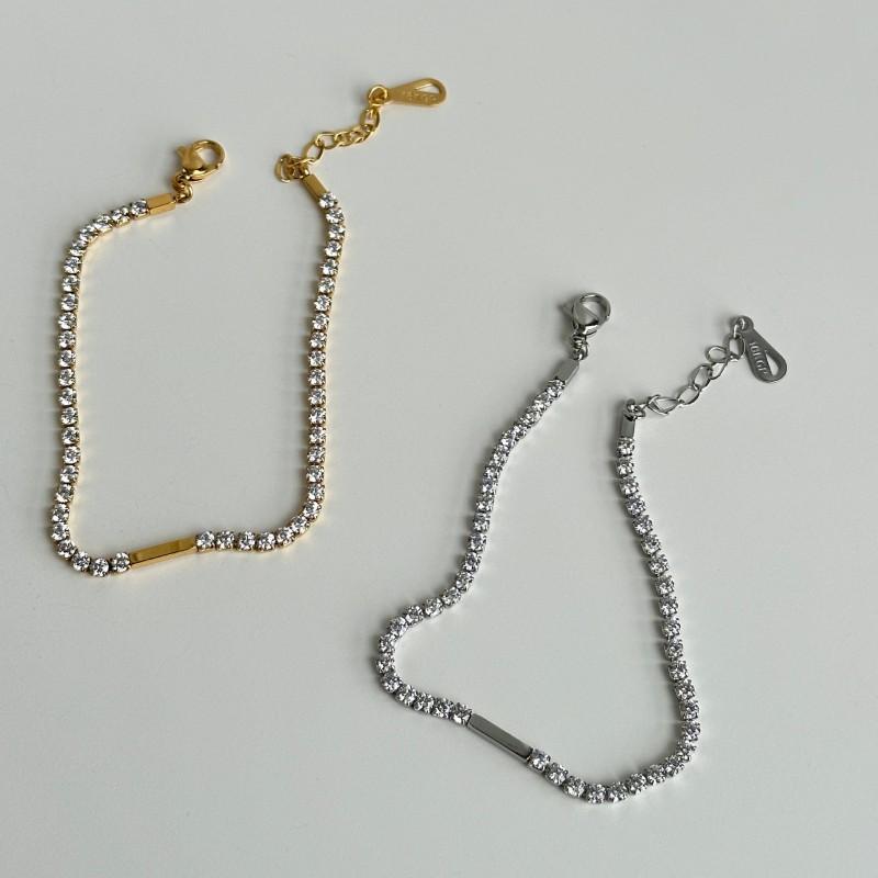 Minimalist Vintage Gold Plated Zircon Tennis Chain Anklet Women Adjustable Length Geometric Foot Jewelry
