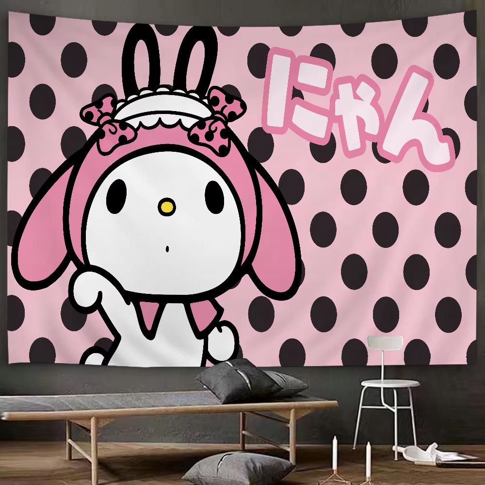 Cute Color Anime Character Design Sanrio My Melody And Floral Tapestry Room Decoration Home Decor Bedroom Wall Hanging Fabric