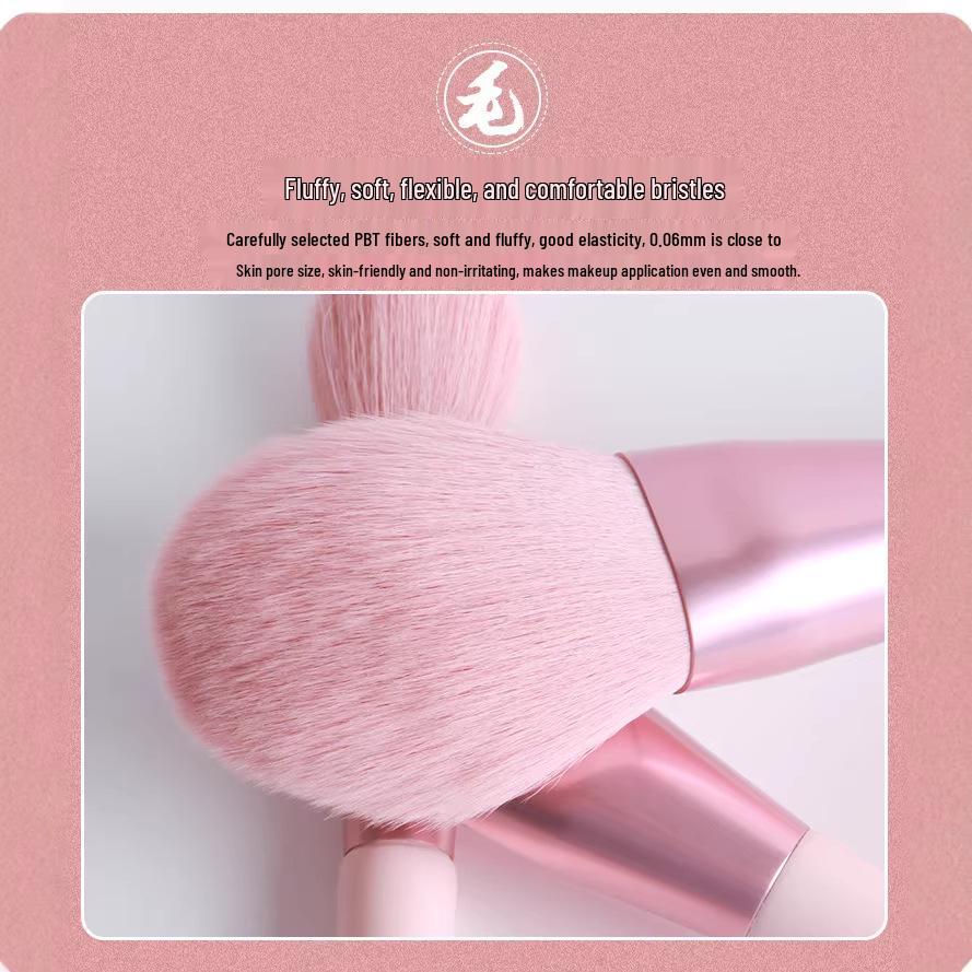 12-teiliges Make-up-Pinselset in zartem Rosa: Ideal für Puder, Rouge und Foundation