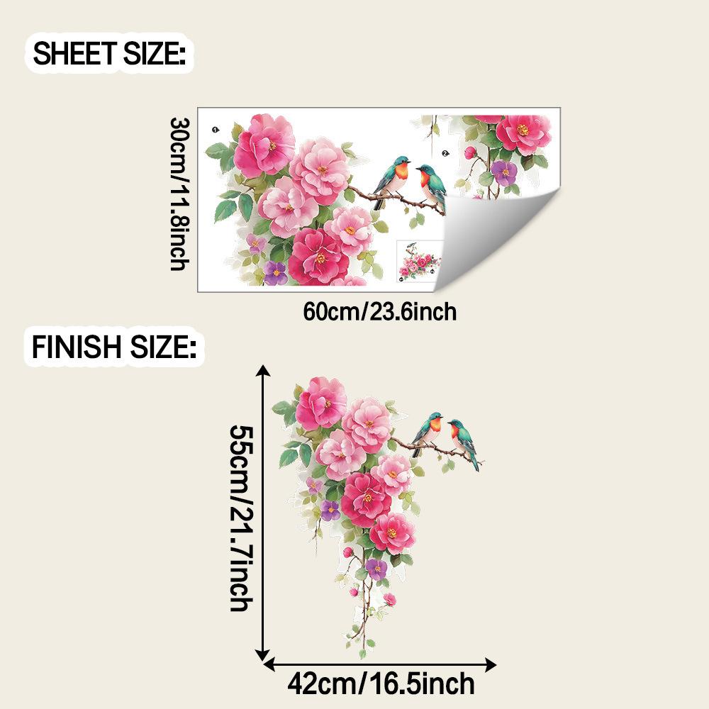 

Painted Rose Vine and Magpie Home Background Wall Decoration Stickers