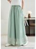 Linen Wide-Leg Pants - Spring 2026: Comfortable, Elastic Waist, Retro Artistic Style, Solid Color, Casual.