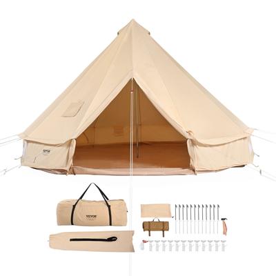 VEVOR Canvas Bell Tent, 4 Seasons 5 M/16.4 Ft Yurt Tent, Canvas Tent for Camping with Stove Jack, Breathable Tent Holds Up To 8 People