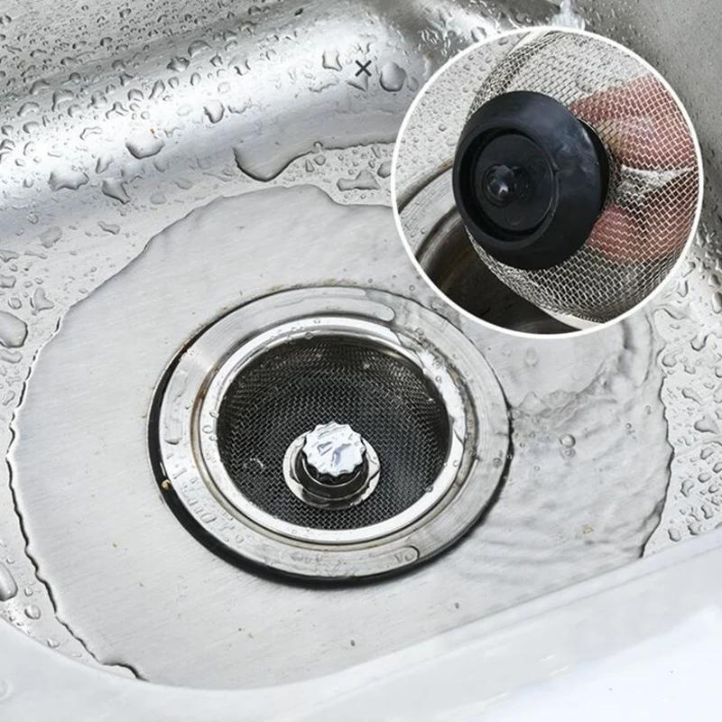 5 Stück Spülbecken Sieb aus Edelstahl Rückstandsfilter mit Griff Abwasserrohr Haarfänger Stöpsel Abfallsammler Badezimmer Bodenablauf