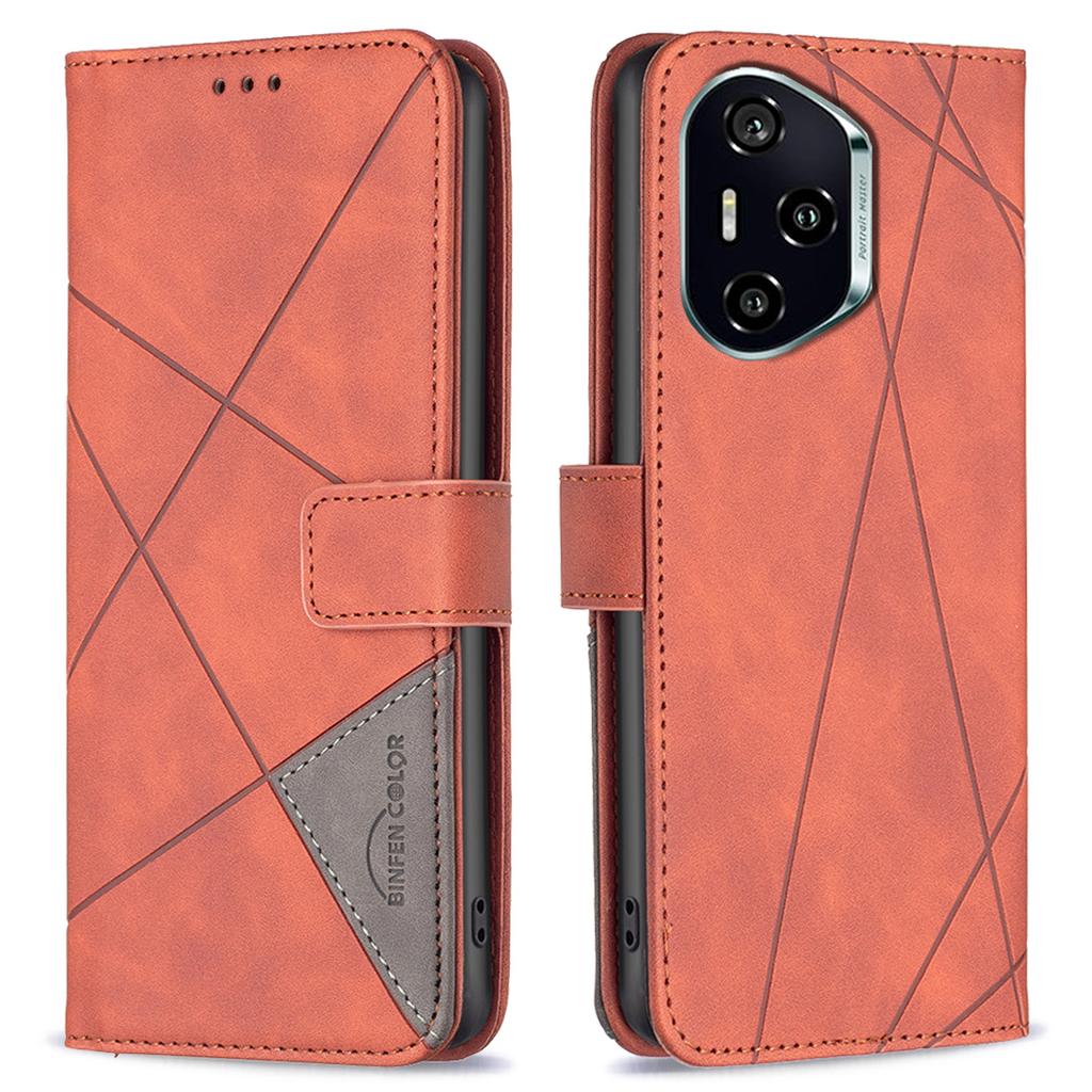 BINFEN COLOR For Honor 300 Pro/300 Ultra Phone Cases Wallet Stand Geometry Imprinted Leather Cover