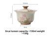 Plant Ash Glazed Ceramic Tea Bowl Daisy Design Three Layer Lid Chinese Gongfu Tea Set Heat Resistant Home Brewing Gift Idea