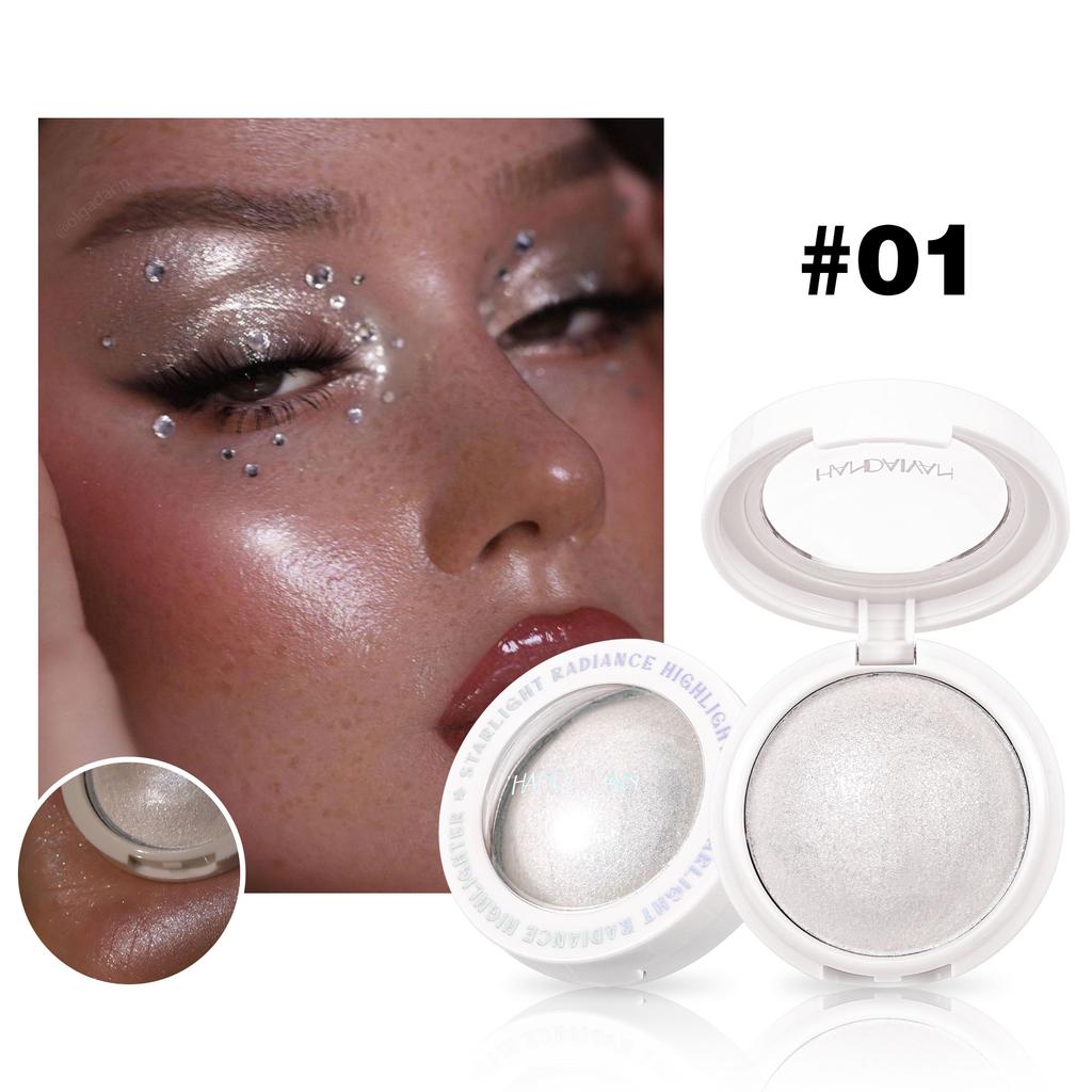 Langanhaltender Wasserfester Feiner Schimmer Highlighter, Natürlicher Glänzender Effekt, Kontur Aufhellen und Gesicht Modifizieren, Perlenschimmer Glattes Gebackenes Puder
