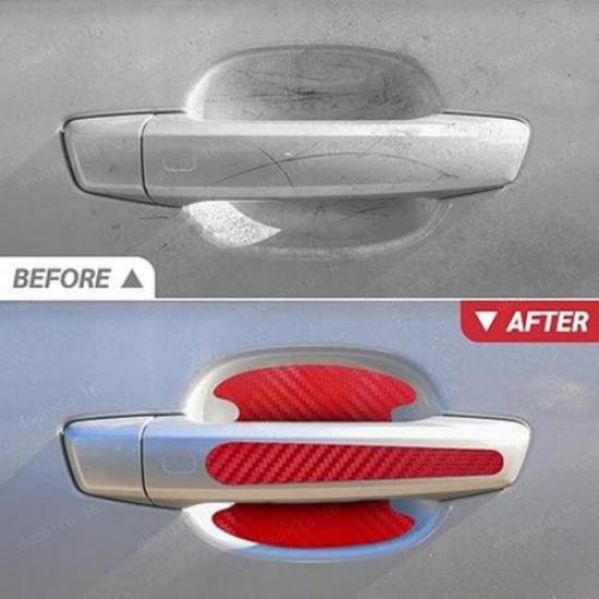 8Pcs Red Car Door Handle Bowl Anti Scratch Sticker Protector Cover Waterproof