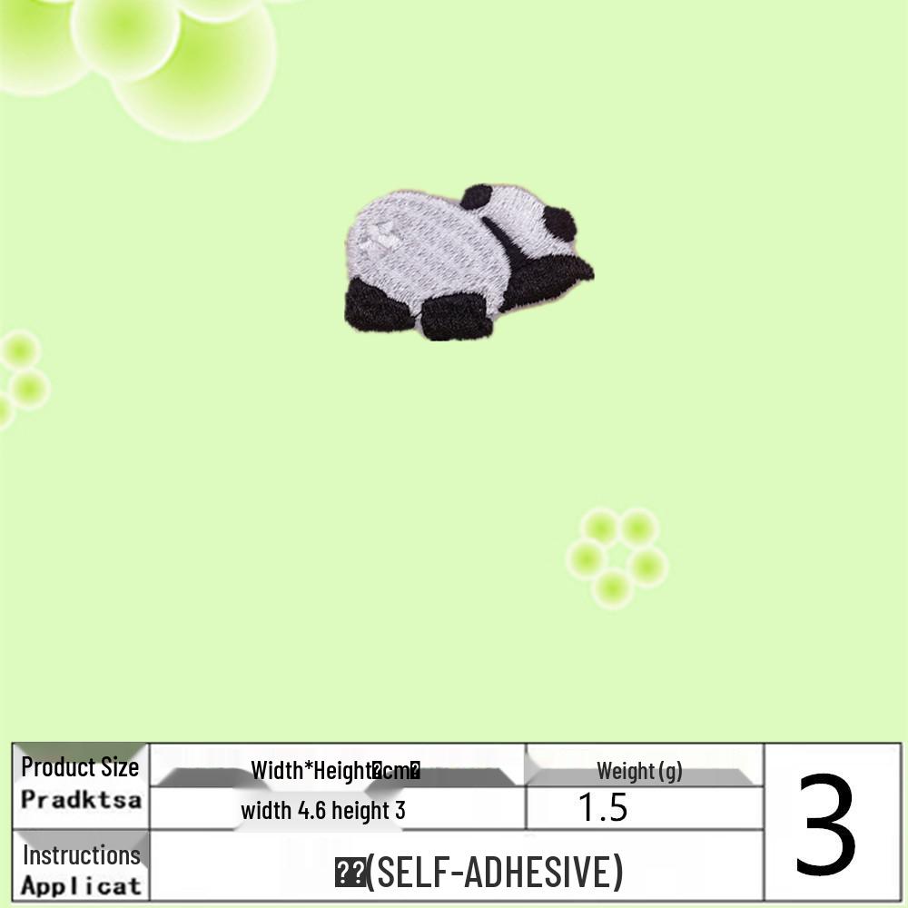 Panda Embroidery Patch: Mid-Autumn Cartoon Style Self-Adhesive Sticker