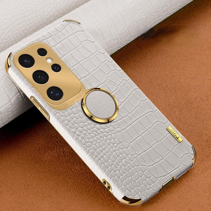 Luxus Krokodilmuster Leder Handyhülle Für Samsung Galaxy S24 FE S23 S22 S21 Ultra Plus FE Note 20 9 8 Rückseite Mit Ring