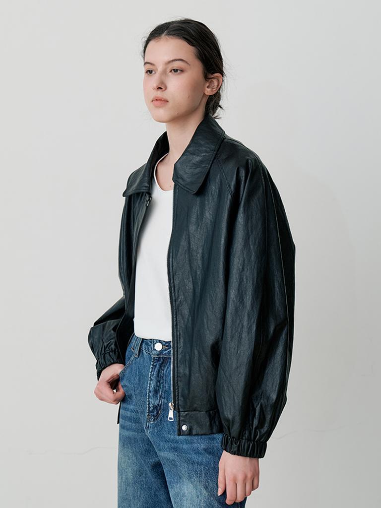 Le Studio Soft Gloss Leather Blouson (Bk)