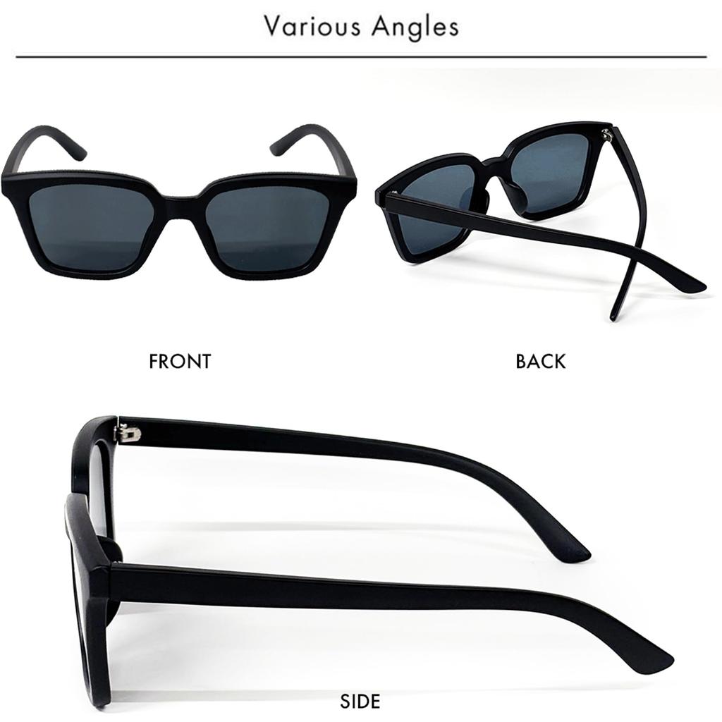 Black x Mid Gray Square UV Colored Thick Fashionable [FashionBerry] Sunglasses, 99% Protection, Lightweight, Lenses, Men's/Women's/Unisex, Frame,