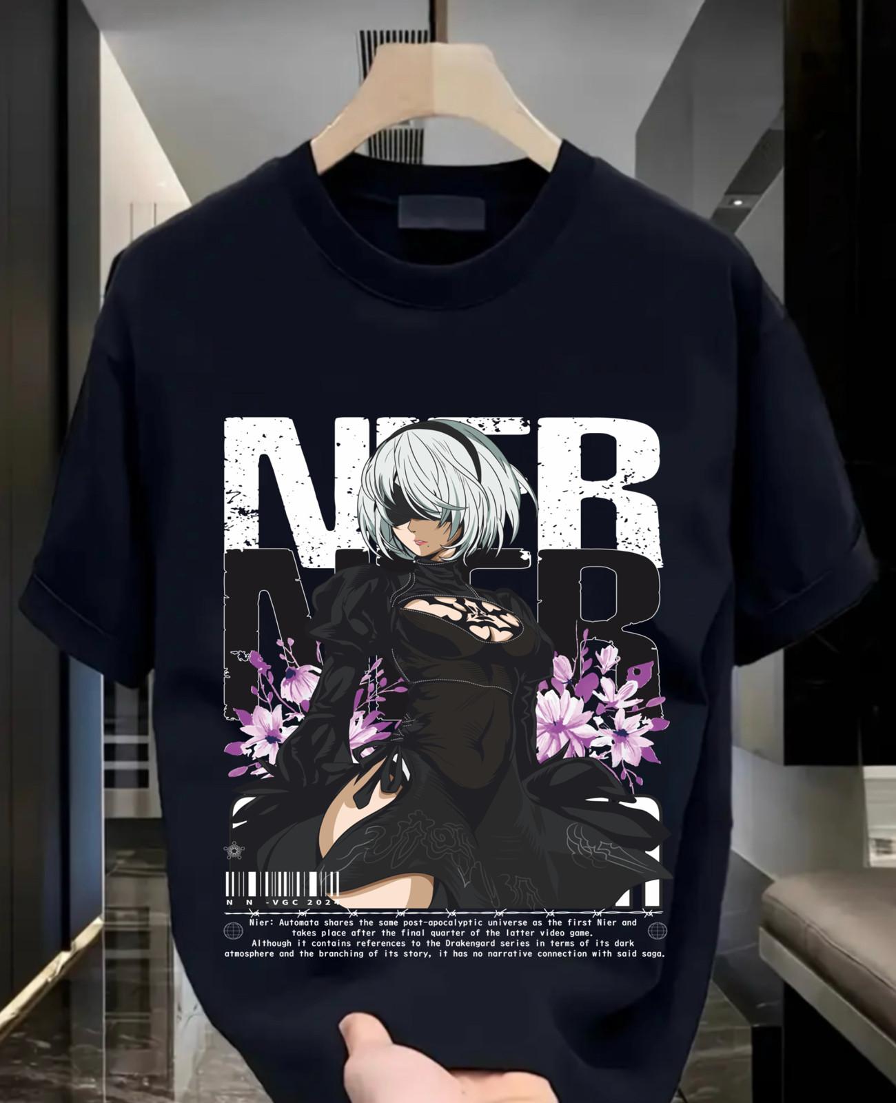 Футболка Nier Automata YoRHa 2B Кавайная Аниме Ваифу Девушка Киберпанк Подарок Футболка M