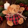 Ozdoby w kratę z misiem na choinkę 4-calowe mini wypchane pluszowe misie w kratę dekoracja na choinkę na święta Bożego Narodzenia dekoracja do domu na przyjęcie