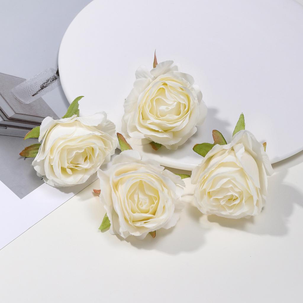 Retro Silk Rose Head Simulation Flower DIY Hair Accessories Material Wedding Flower Wall Decoration Fake Flower