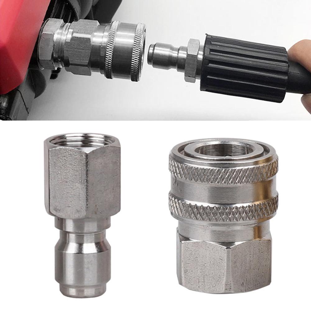 2Pcs/Set Stainless 3/8" 1/4" Quick Connector & Plug With NPT3/8 NPT1/4 Male Female Fitting Thread High Pressure Washer Accessories