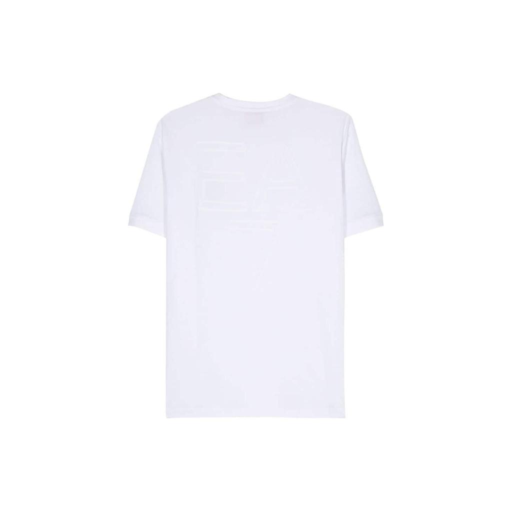 Emporio Armani EA7 SS24 Solid Logo Patch Round Neck Short Sleeve T-Shirt Men tops White 3DPT31-PJRGZ-1000