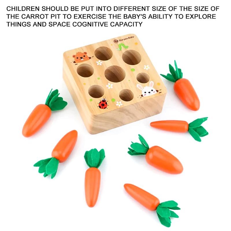 Montessori Wooden Shape Assortment Carrots Matching Toys Baby Early Education Stage Puzzle Game Fine Motor Sensory Activity Toys