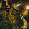 1 beautiful Art Deco style fairy watering kettle sculpture - Valentine's Day garden decoration, solar powered metal statue with