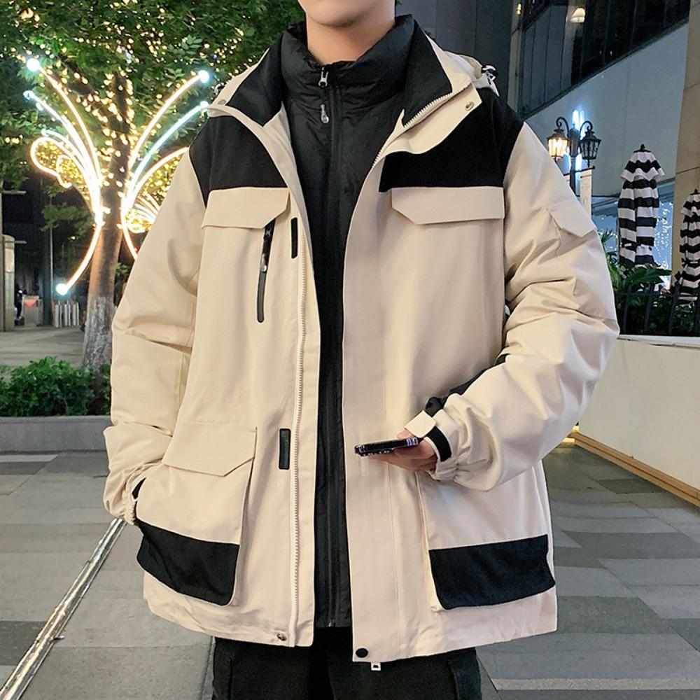 

Белый утиный пух утолщенный ветрозащитный американская куртка куртка рабочая куртка пуховик мужской 3XL