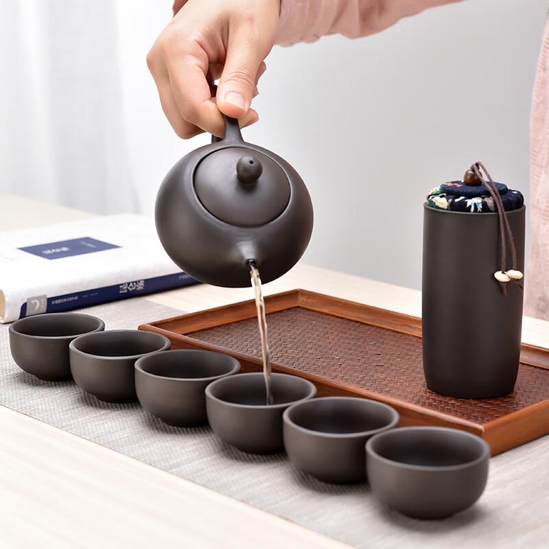 Purple Clay Kung Fu Tea Set (1 Pot, 6 Cups, Tea Caddy)