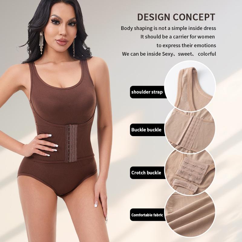 Bodysuit for Women Tummy Control Shapewear Round Neck Sleeveless Leotards Tops Waist Cincher Body Shaper Slimming Underwear