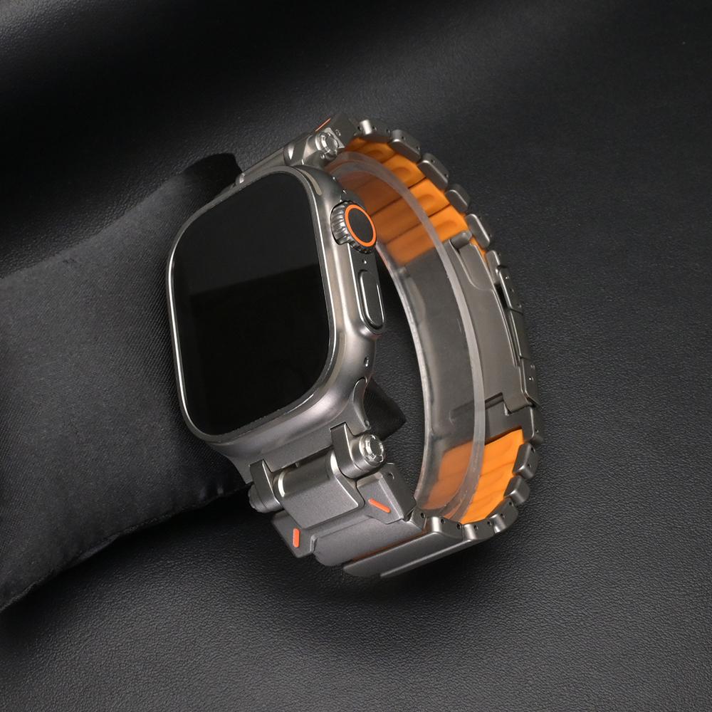 Titanium Rubber Watchband for Apple Watch Ultra 3 Band 49mm Man Metal Strap for Iwatch Series 11 10 9 8 7 6 5 SE3 44mm 45mm 46mm