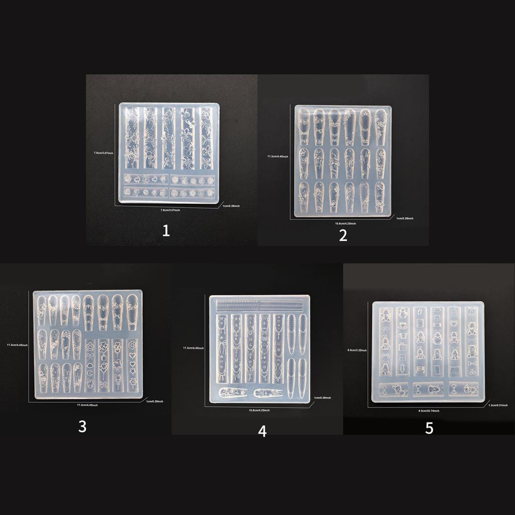 Multipurpose Nail Art Silicone Mould for 3D Designs Butterfly Flower Moon Patterns Portable for Acrylic Craft Supplies